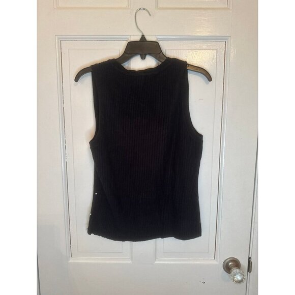 Nina Parker Black Ribbed Knit Rhinestone Tank size 1X NWT - Picture 4 of 4